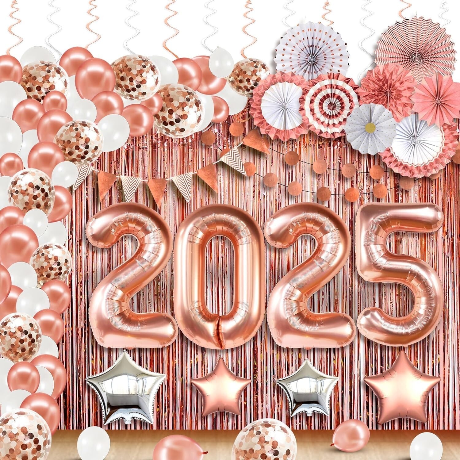 Giant 40-Inch 2025 Balloons with Fringe Backdrop for Ultimate Grad Celebration