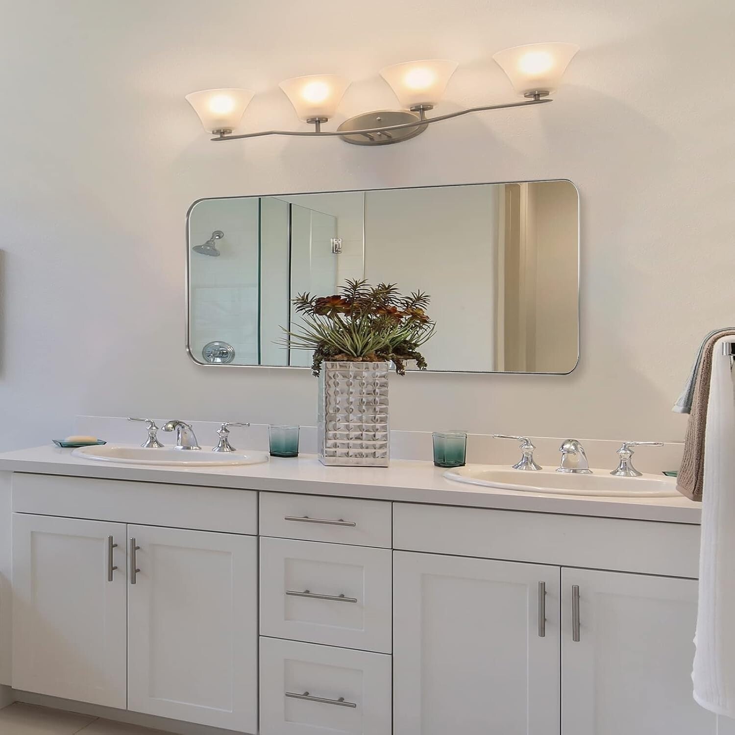 Modern 48"L x 18"W Full Length Mirror with Stainless Steel Frame - Easy Install