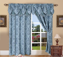 Load image into Gallery viewer, Light-Filtering Jacquard Curtain Panels in Blue, 54x84-Inch – 2-Piece Set