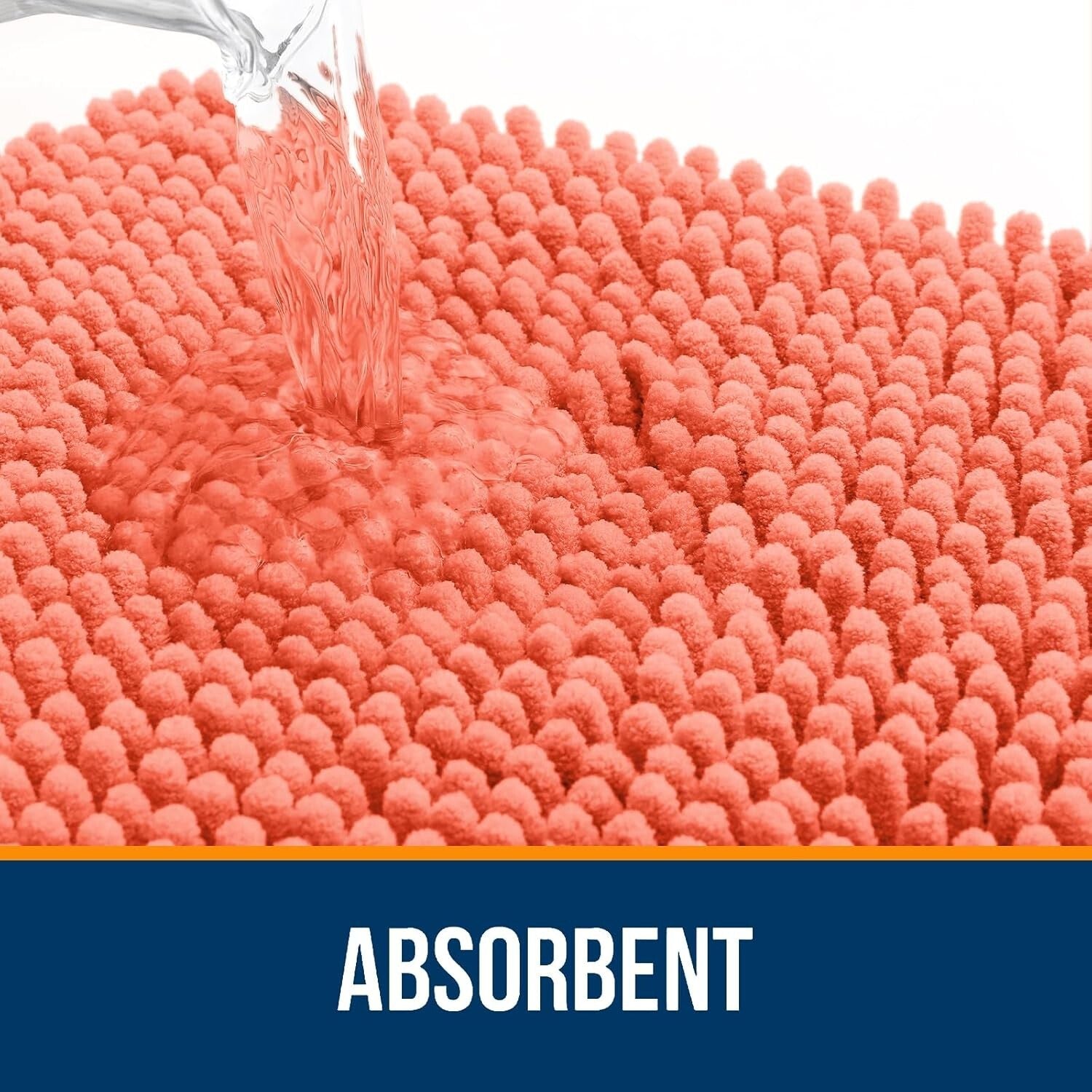 47x24 Modern Coral Chenille Bath Mat - Ultra-Absorbent & Fast-Drying Design
