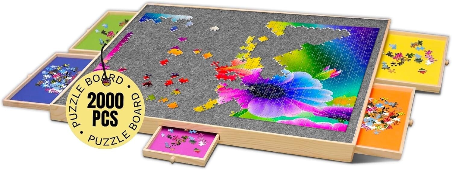 41" x 32" Jigsaw Puzzle Table with Removable Felt Mat - Ideal for Puzzle Lovers