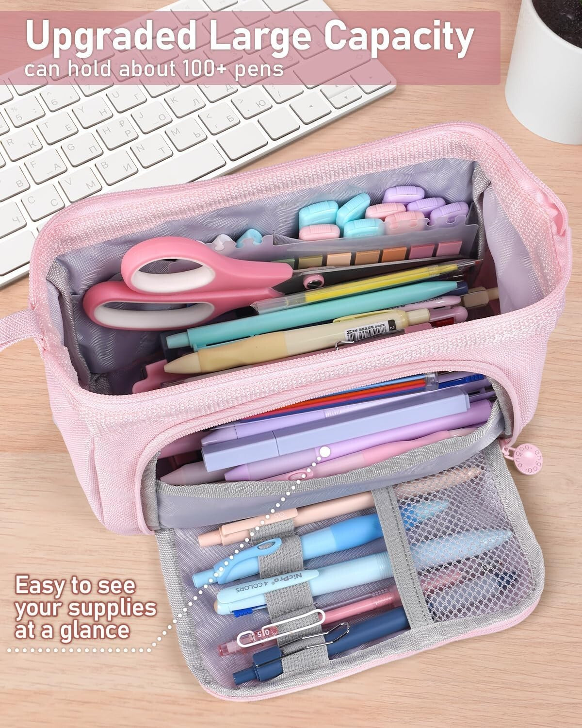 78-Piece Aesthetic School Supplies Set with Cute Pastel Pen Case & Highlighters