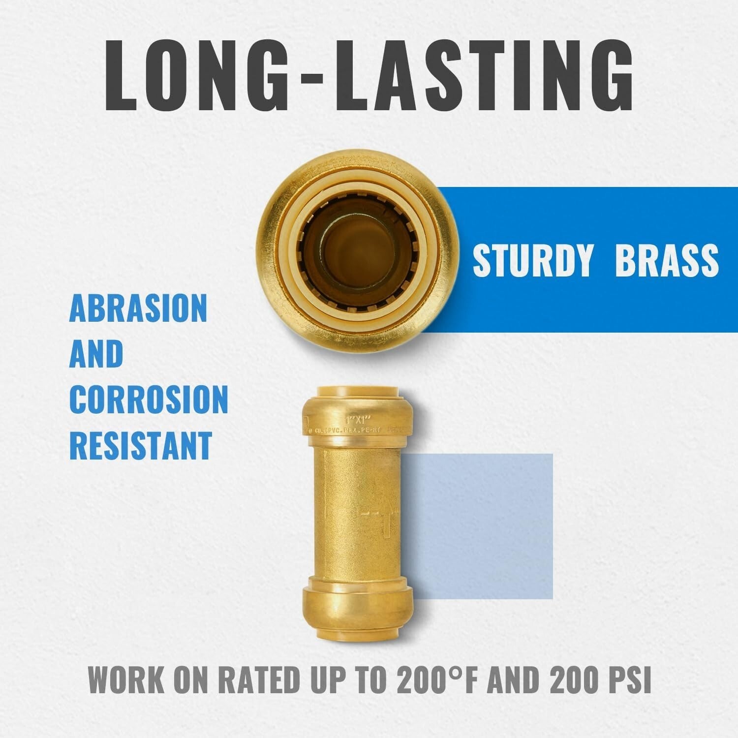 Pack of 2: 1 Inch Brass Check Valve with Push-to-Connect Fitting for Plumbing