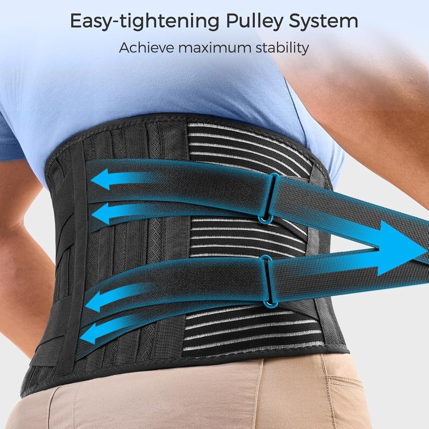 360° Support Lumbar Back Brace for Men/Women - Lightweight, Adjustable M Size