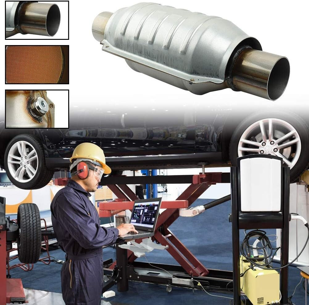 2-Pack Universal Catalytic Converter with O2 Port & Heat Shield - EPA Approved