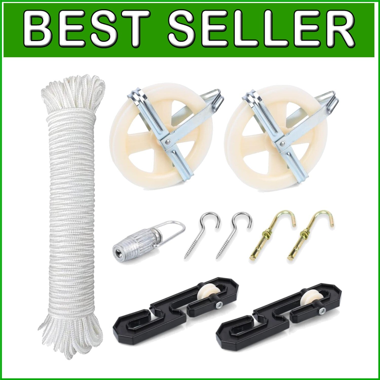 150ft Nylon Clothesline Pulley Kit - Rust-Resistant for Ultimate Outdoor Drying