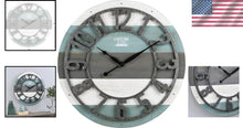 Load image into Gallery viewer, Large Teal Rustic Farmhouse Wall Clock - 27" Analog Decor for Living Spaces