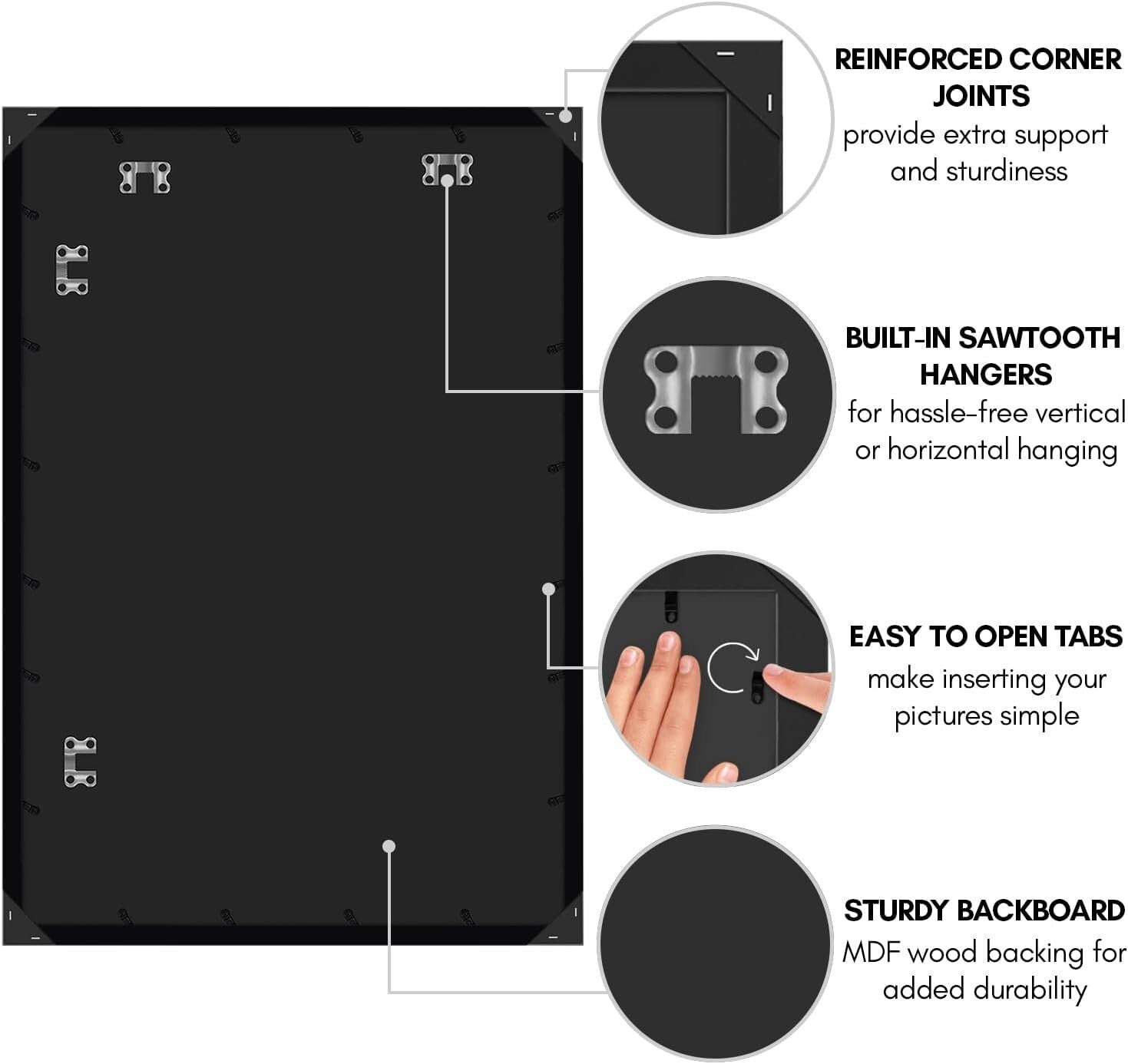 Stylish 27x40 Black Picture Frame with Durable Engineered Wood - Gift Ideal