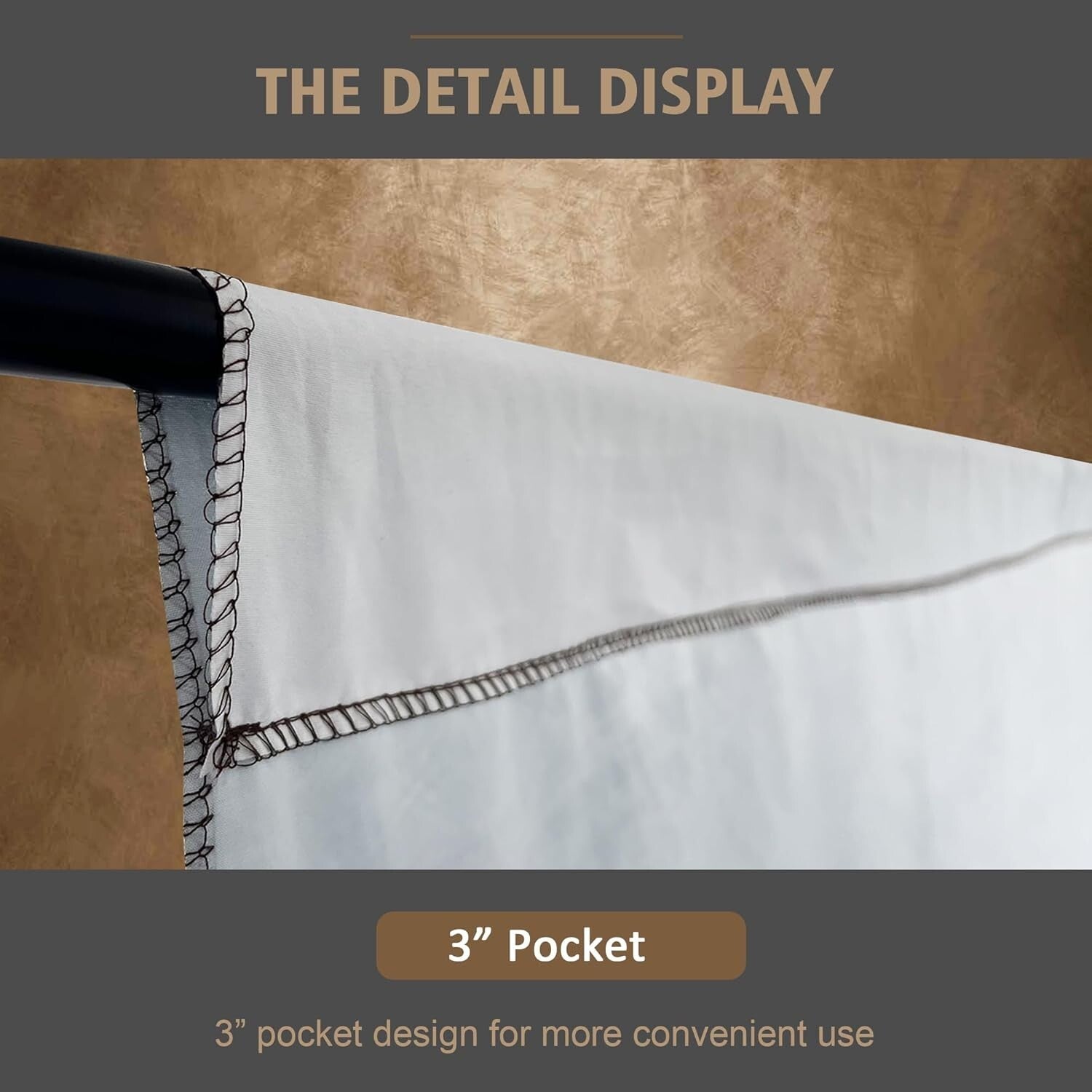 High-Resolution 8'x10' Brown Photography Backdrop with Pocket for Easy Setup