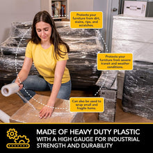 Load image into Gallery viewer, 15 Inch Clear Furniture Wrap - 4 Rolls, Perfect for Moving and Securing Goods