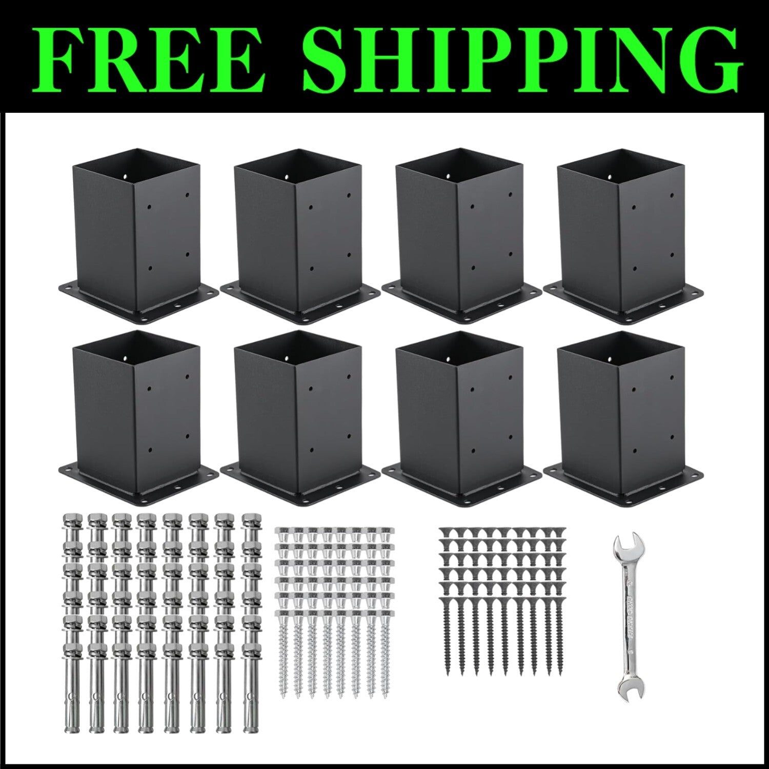 Versatile 4x4 Post Base Brackets - Complete Kit with Fixing Hardware Included