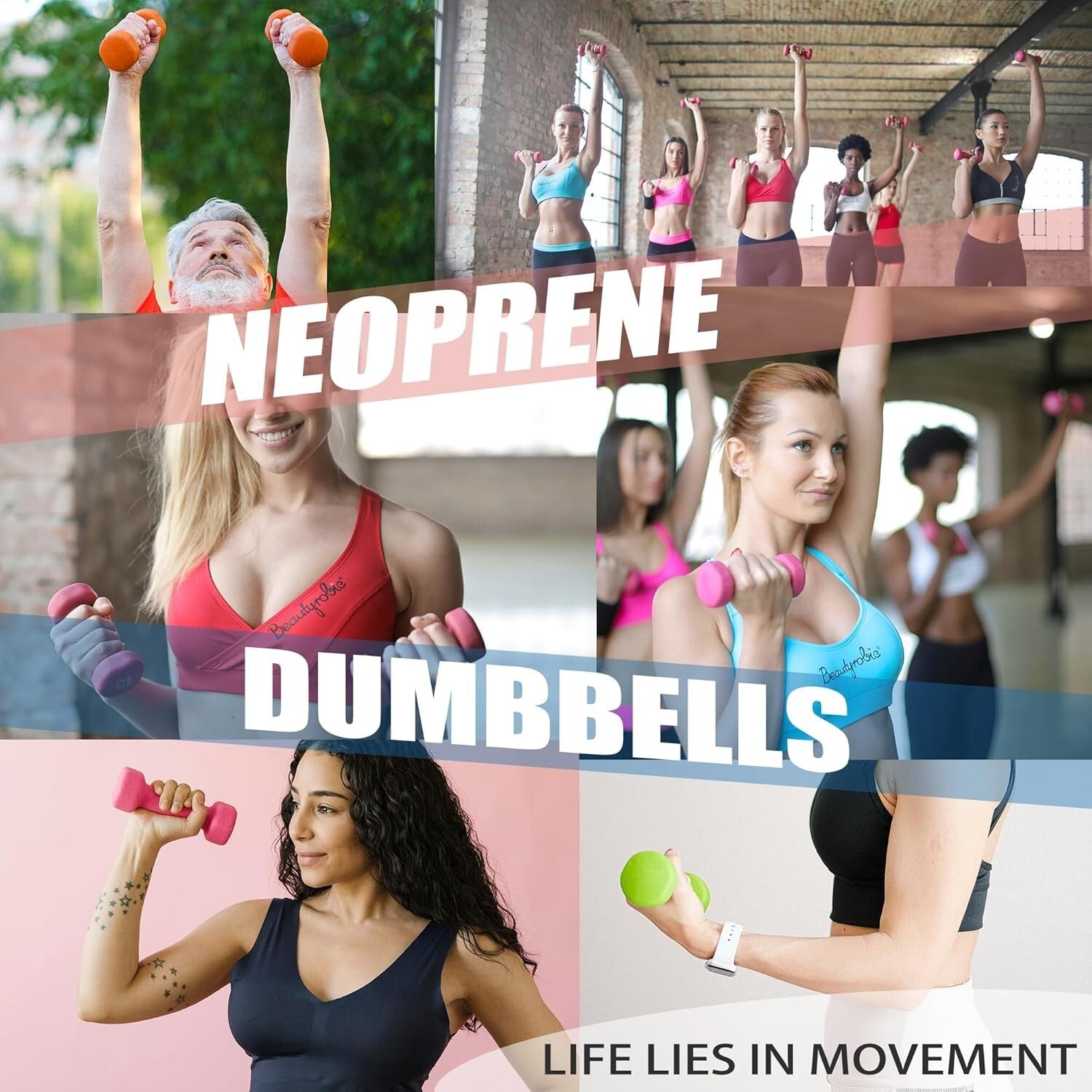 8 lb Portable Neoprene Dumbbells - Versatile Hand Weights for Strength Training