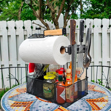 Load image into Gallery viewer, Versatile BBQ Caddy with Magnetic Tool Holder &amp; Paper Towel Rack for Grilling