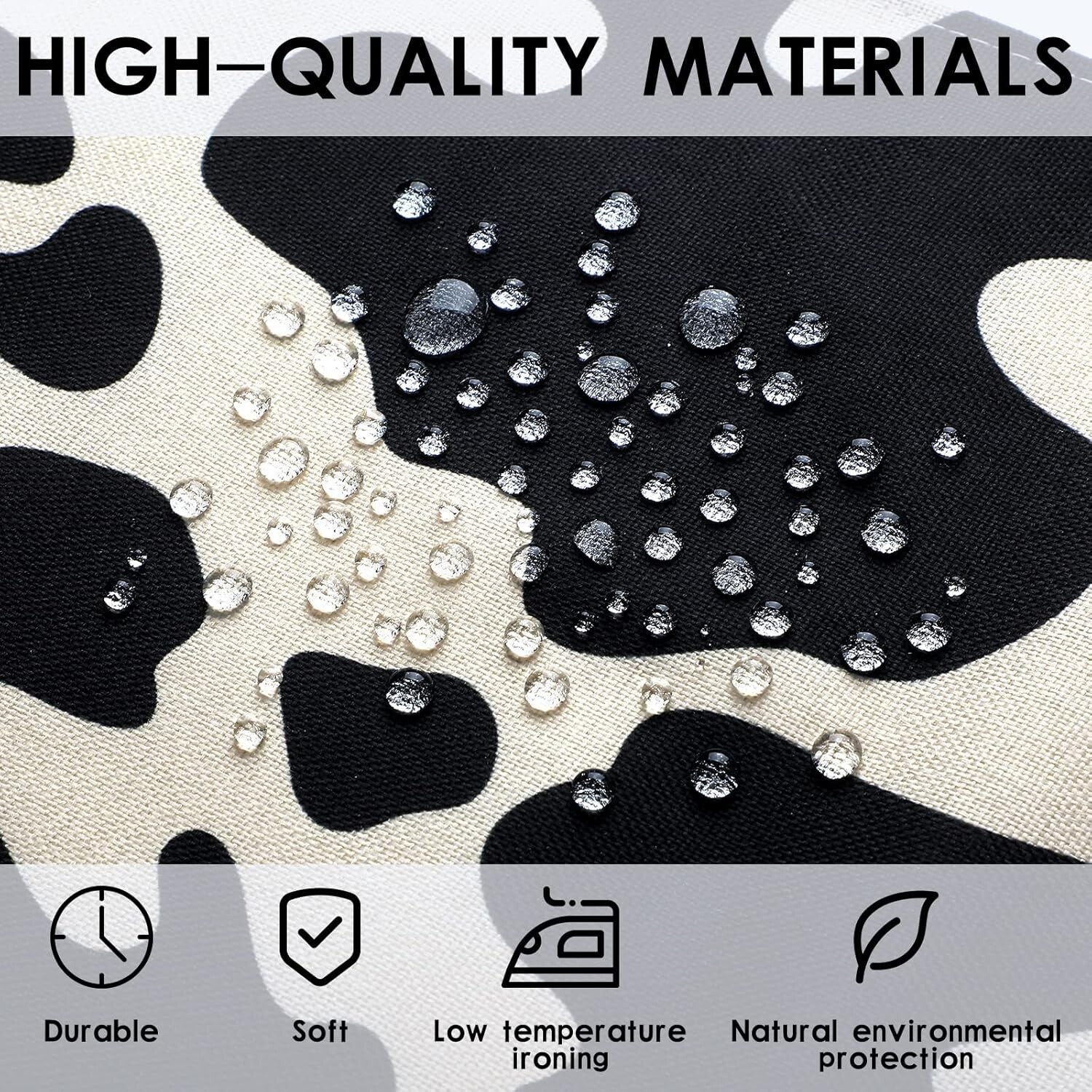 8 Pcs Cow Print Table Runners - Rustic Black and White Linen Tablecloths 13x108