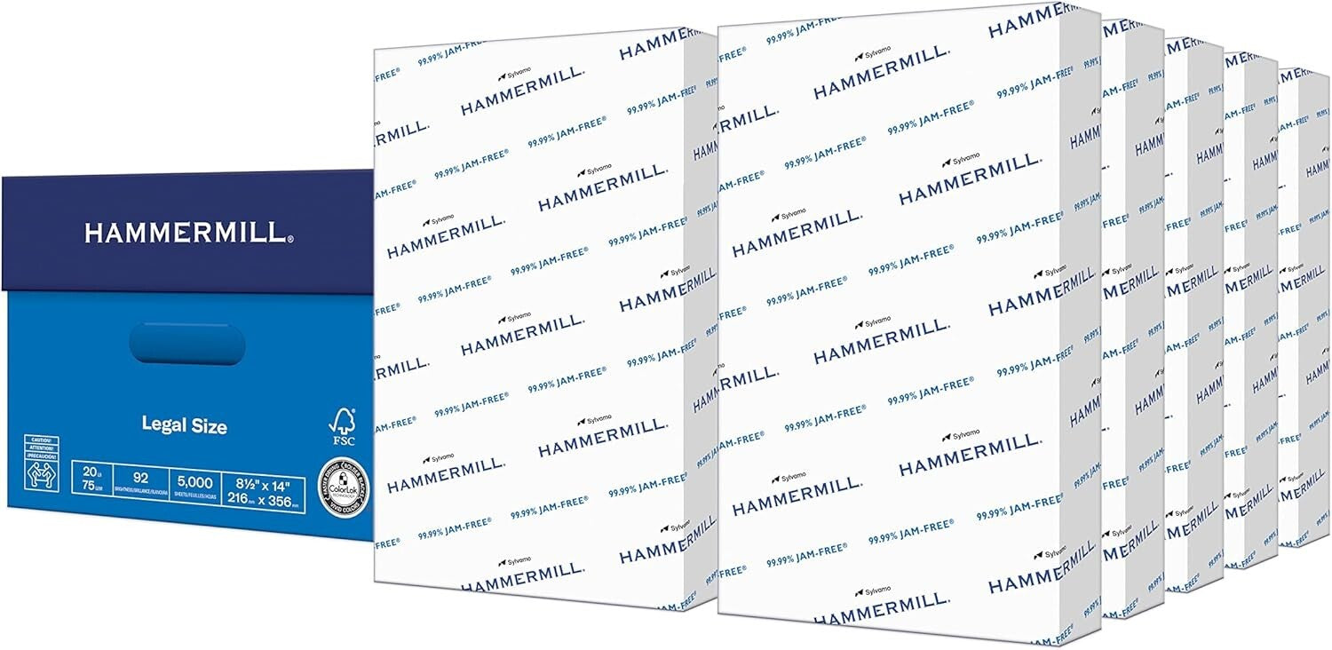 Versatile 8.5 x 14 Legal Copy Paper - 20 lb, 5000 Sheets - Ideal for Offices