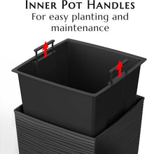 Load image into Gallery viewer, Elegant Tall Resin Planters - 27.5” Dark Grey Pots for Indoor &amp; Outdoor Use