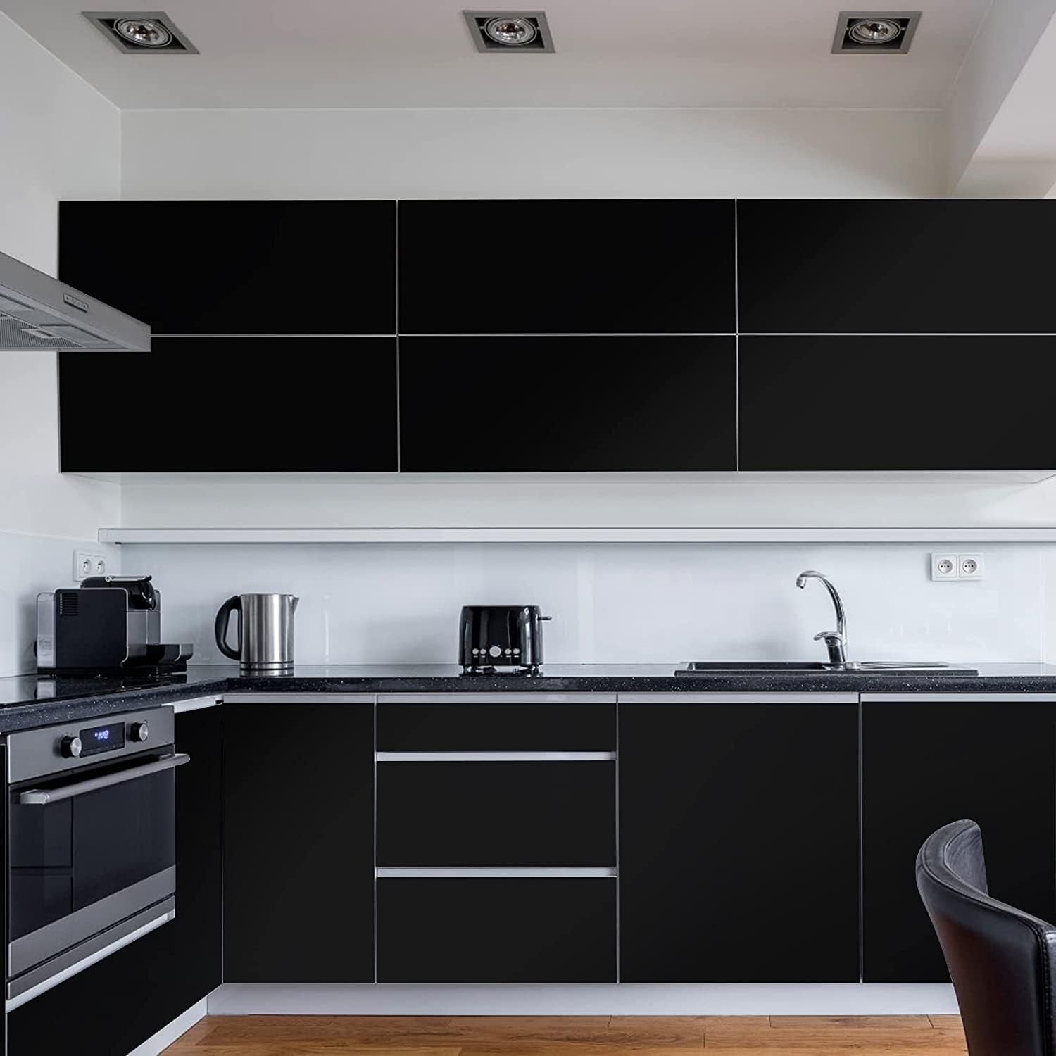 Modern Solid Black Contact Paper - 15.7" x 984.2" for Effortless Application