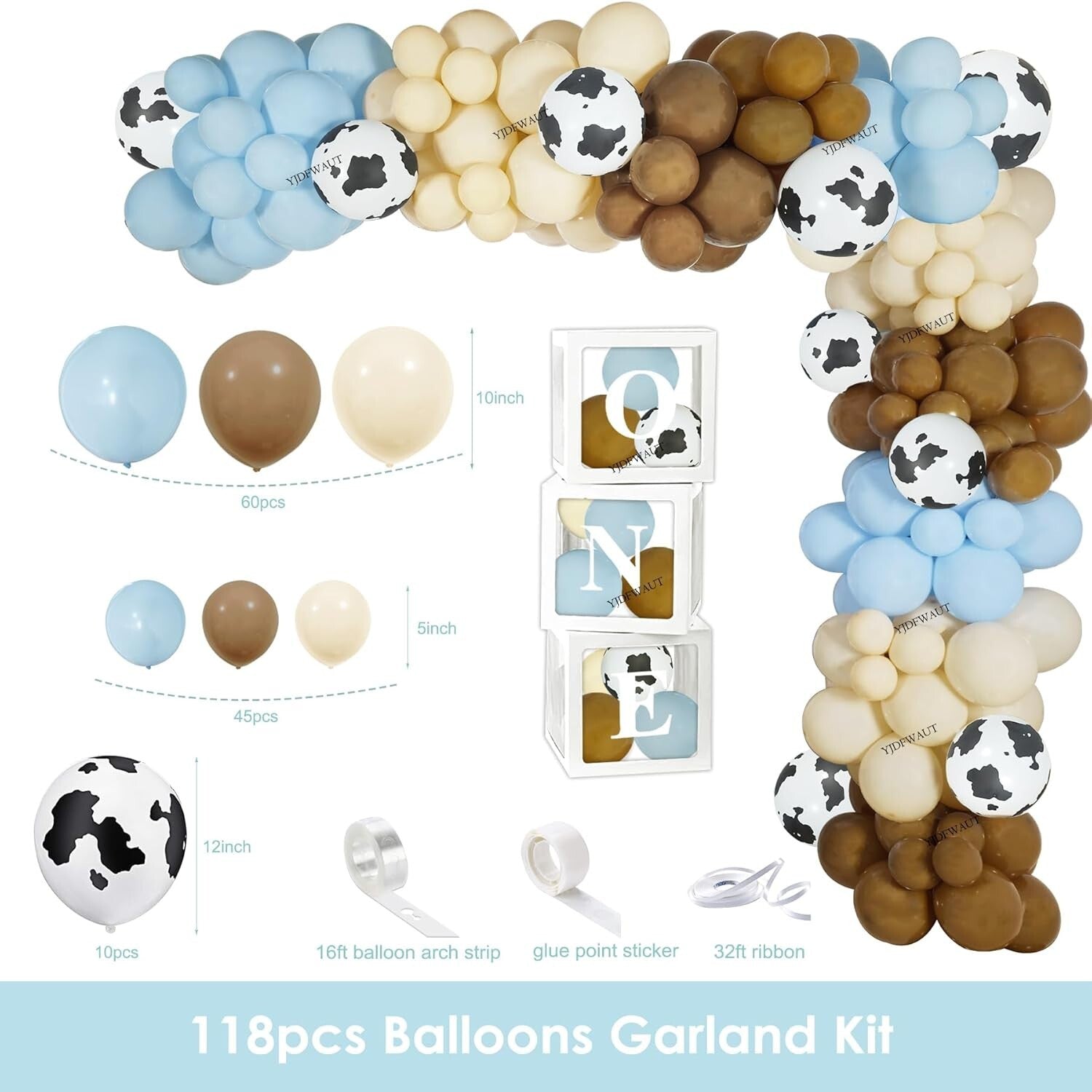 Vibrant Cowboy 1st Birthday Party Decor - High Chair Banner and Balloon Garland