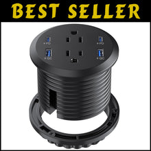 Load image into Gallery viewer, Compact Recessed Power Grommet with 2 AC Outlets &amp; 4 USB Ports - Easy Install