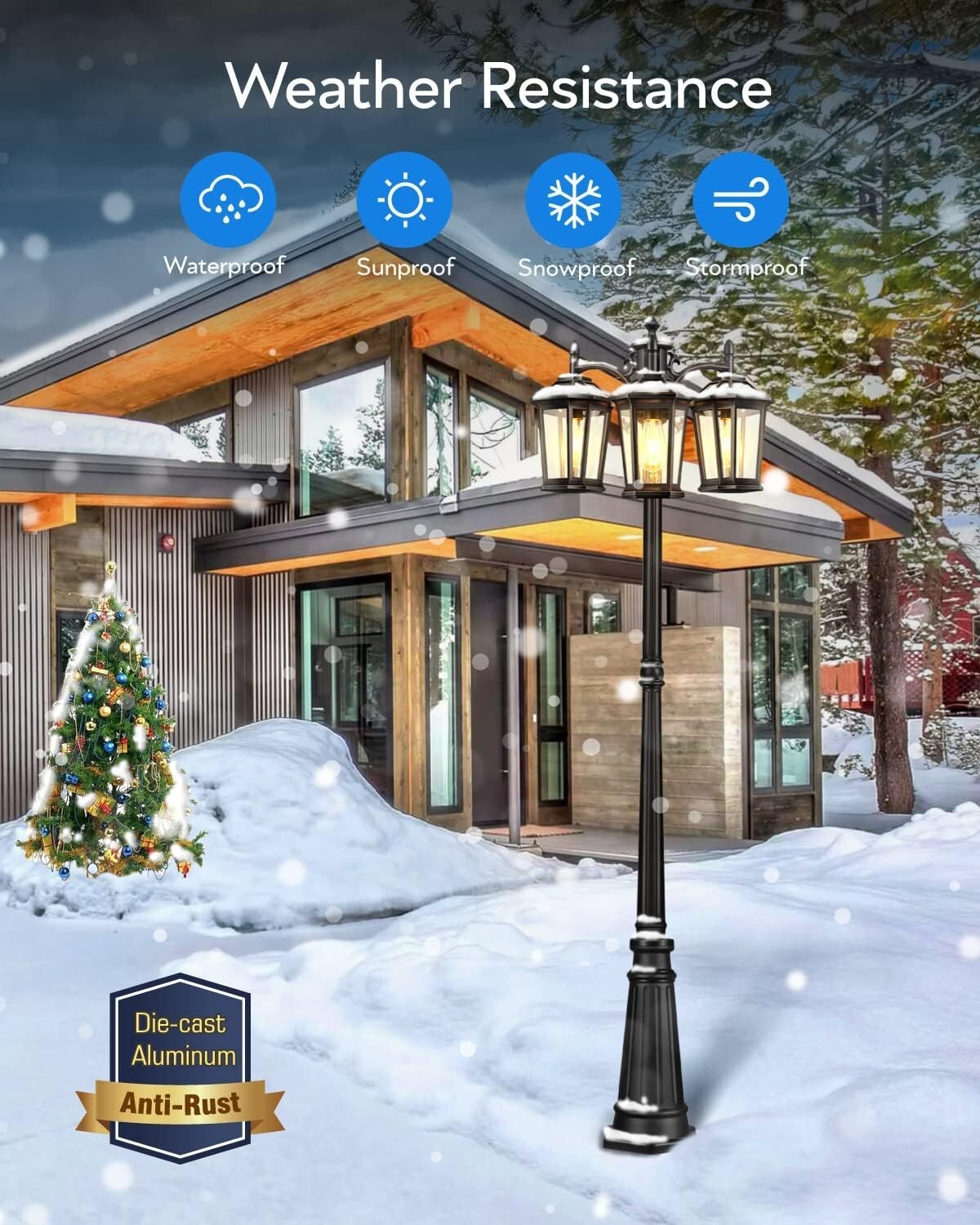 Modern Outdoor Lamp Post Light - 3-Head Waterproof Design with LED Compatibility