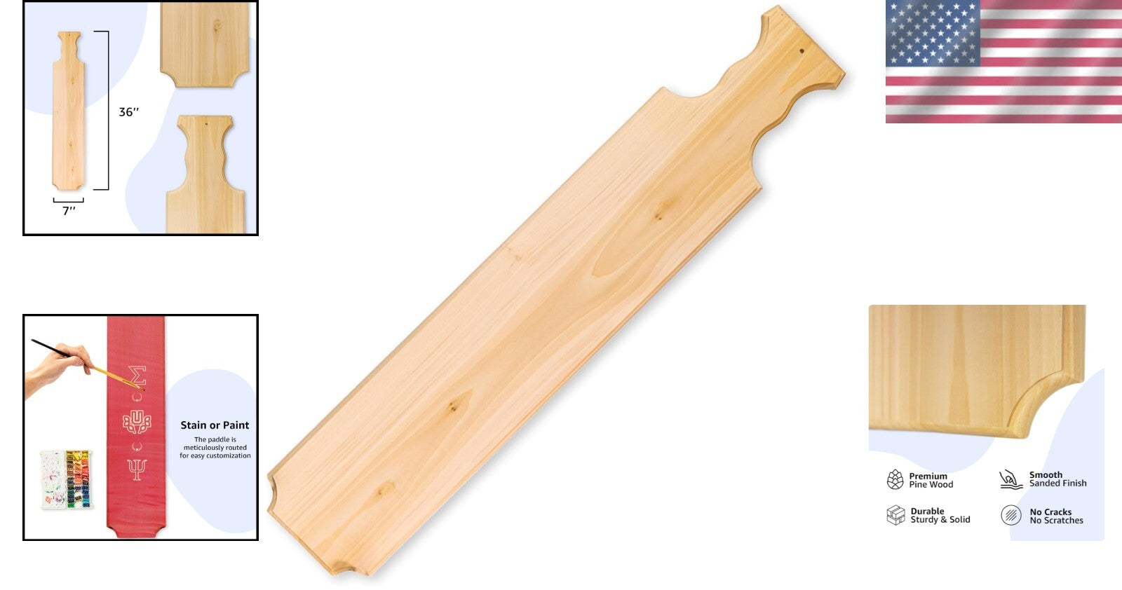 Durable Wooden Paddle - 36-Inch Greek Tradition Paddle for Ceremonies & Gifts