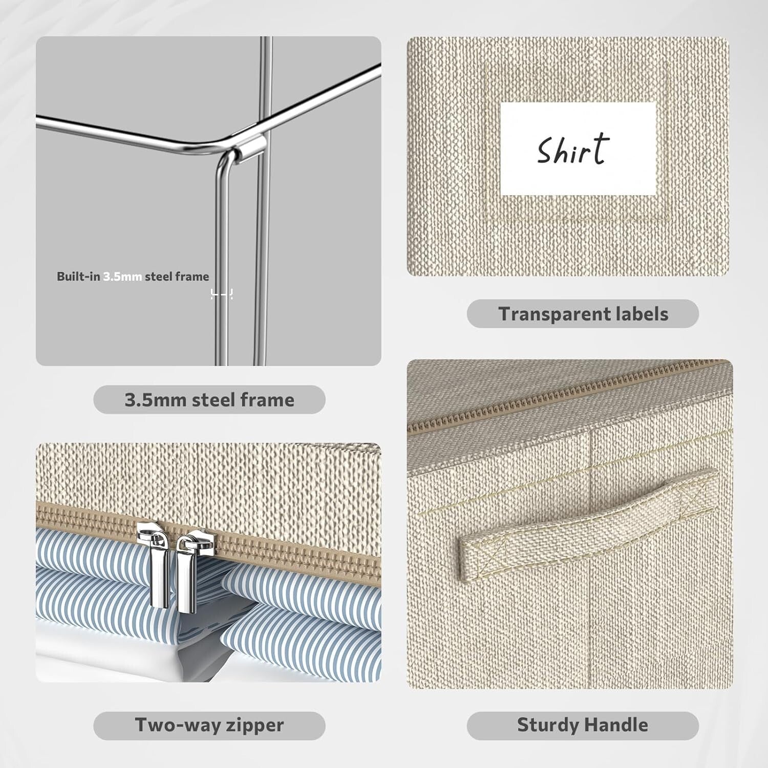 Elegant Linen Storage Bins - 3-Pack Foldable Organizers with 66L Capacity