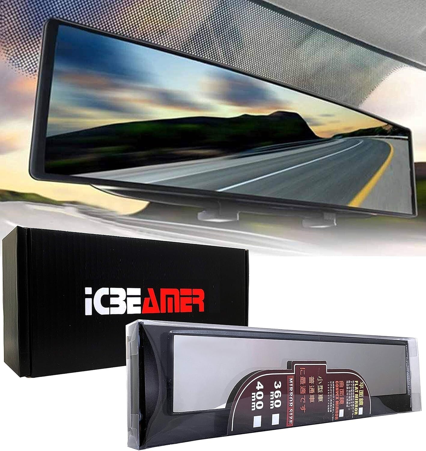 Durable 15.8" Clip-on Rearview Mirror for Cars and SUVs - Blind Spot Elimination