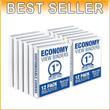 Load image into Gallery viewer, 12-Pack 1-Inch 3 Ring Binders with Clear Pockets - Ideal for Home/Office Use
