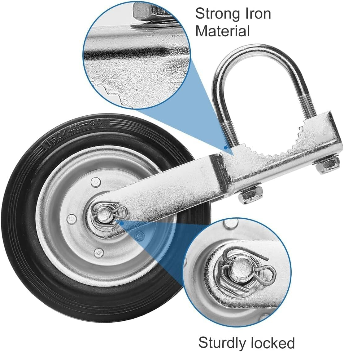 Easy Install 2 Pack Gate Support Wheels - Galvanized Steel, Heavy-Duty Design