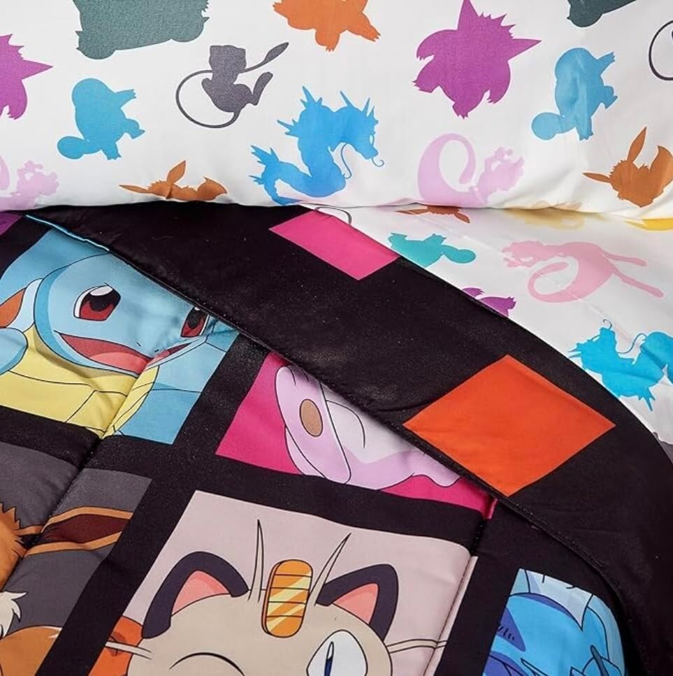 Exciting Pokémon Twin Bed Set with Comforter, Sheets & Pillowcases - Cozy Design