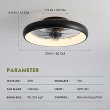 Load image into Gallery viewer, Elegant 20'' Smart Ceiling Fan with Dimmable LED Lights – Remote &amp; App Control