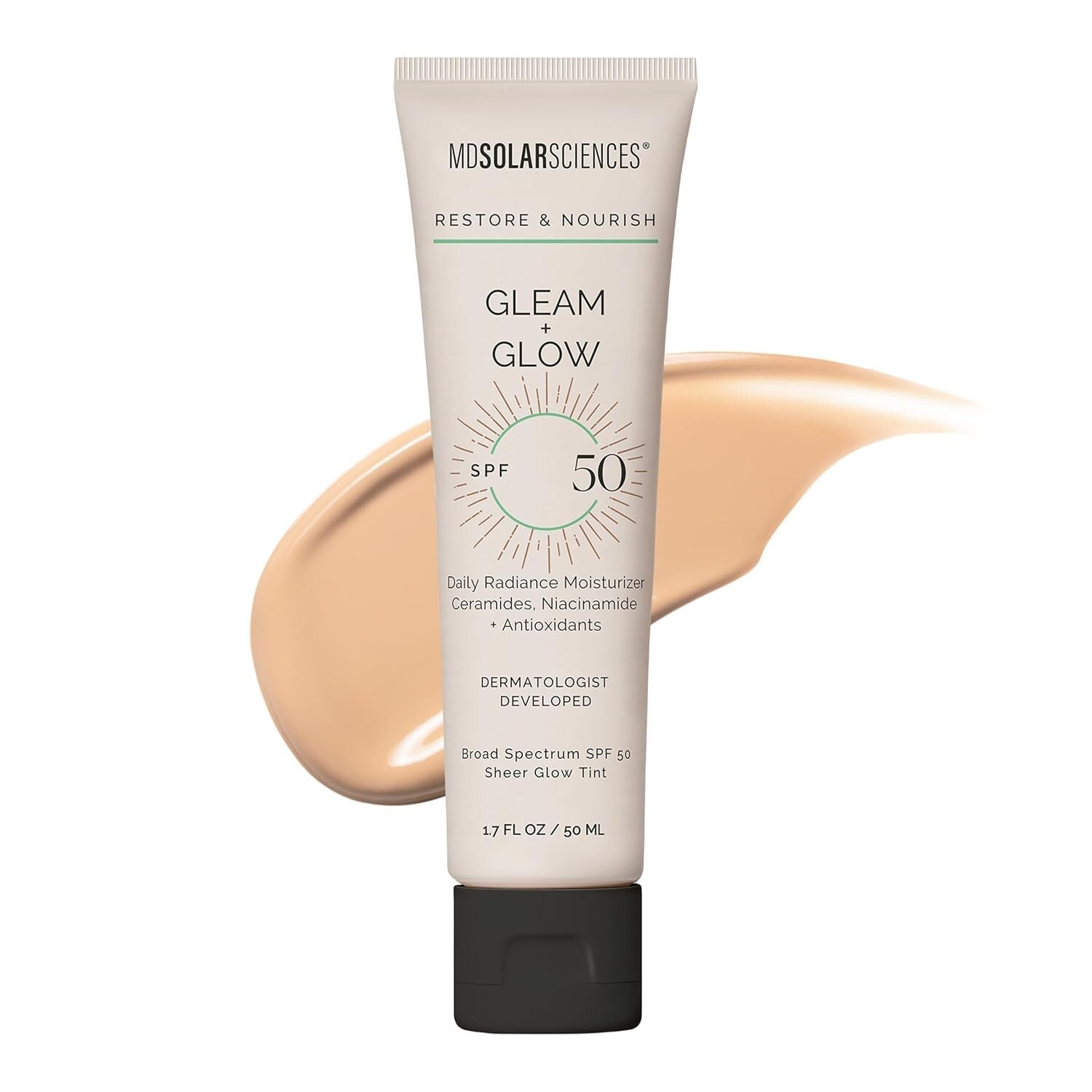 Gleam and Glow SPF 50 Tinted Face Moisturizer – Radiant Hydration & Protection