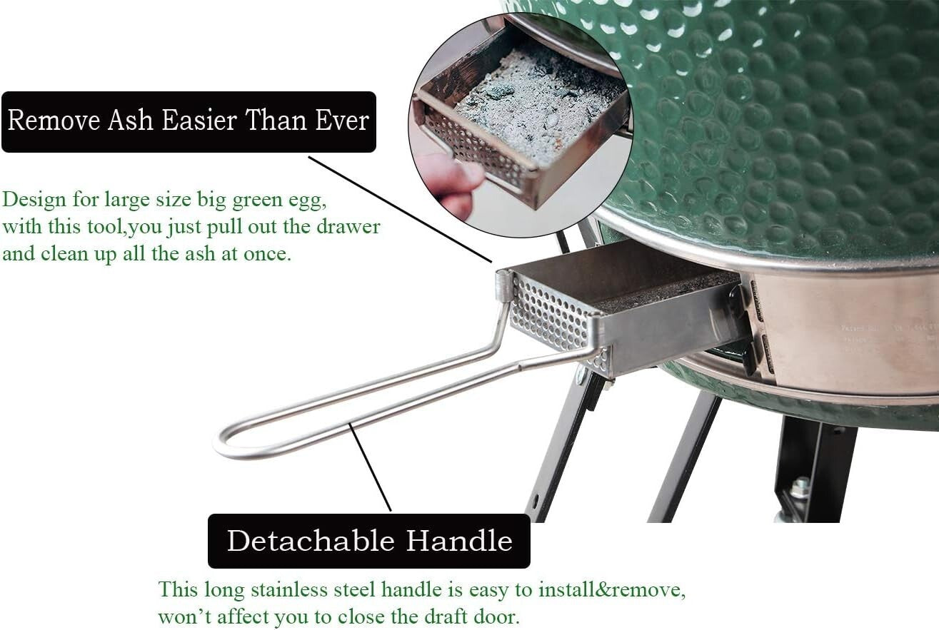 High-Quality Slide-Out Ash Drawer for Large Big Green Egg - Fits Pre-2022 Models