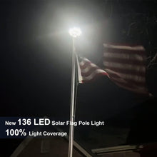 Load image into Gallery viewer, 136 LED Solar Flag Light with Auto On/Off for 15-25 Ft Poles - Waterproof