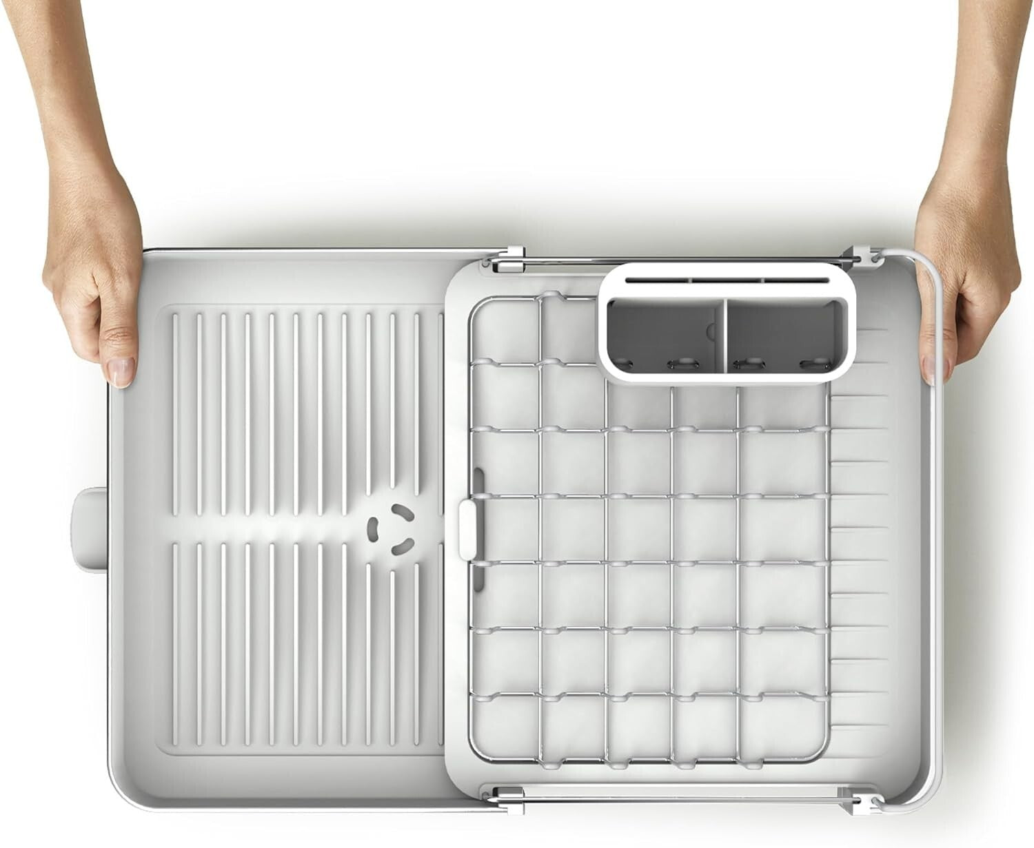 Durable Stainless Steel Drying Rack with Adjustable Tray and Cutlery Drainer