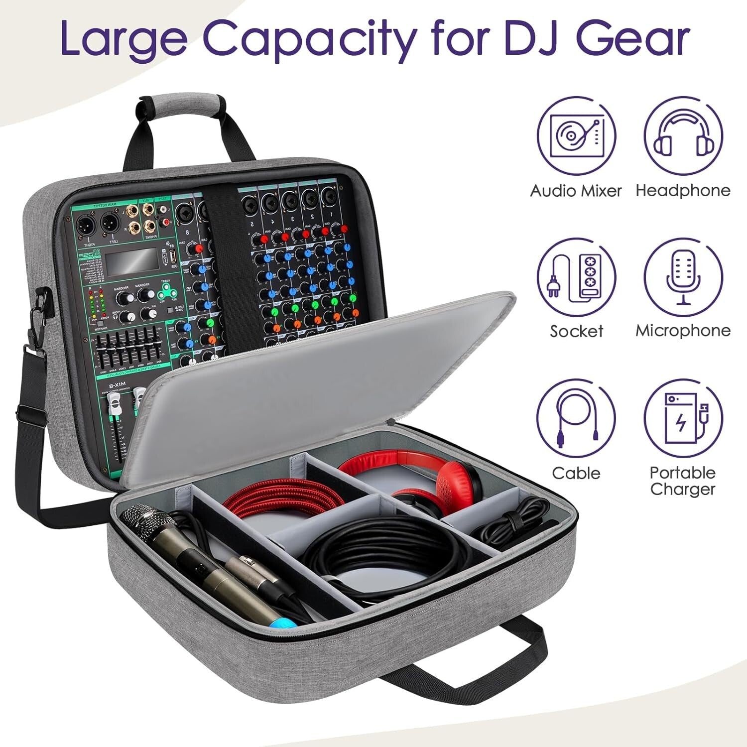 Protective DJ Mixer Bag with 10mm Padding - Spacious Audio Gear Organizer