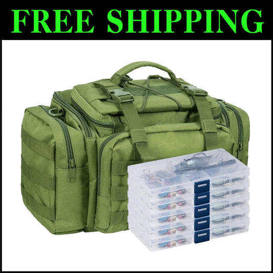 Durable Fishing Tackle Bag with 60 Assorted Lures - Lightweight & Convenient