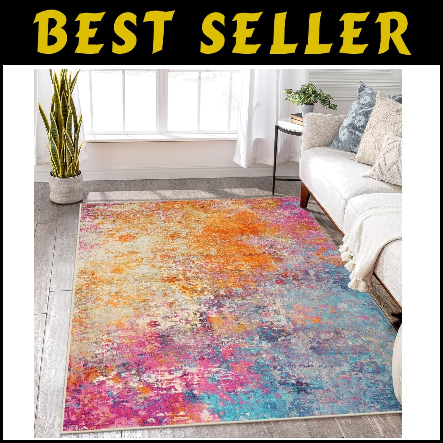 Modern 5' x 7' Soft Low Pile Non-Slip Area Rug - Pet Friendly & Stain Resistant