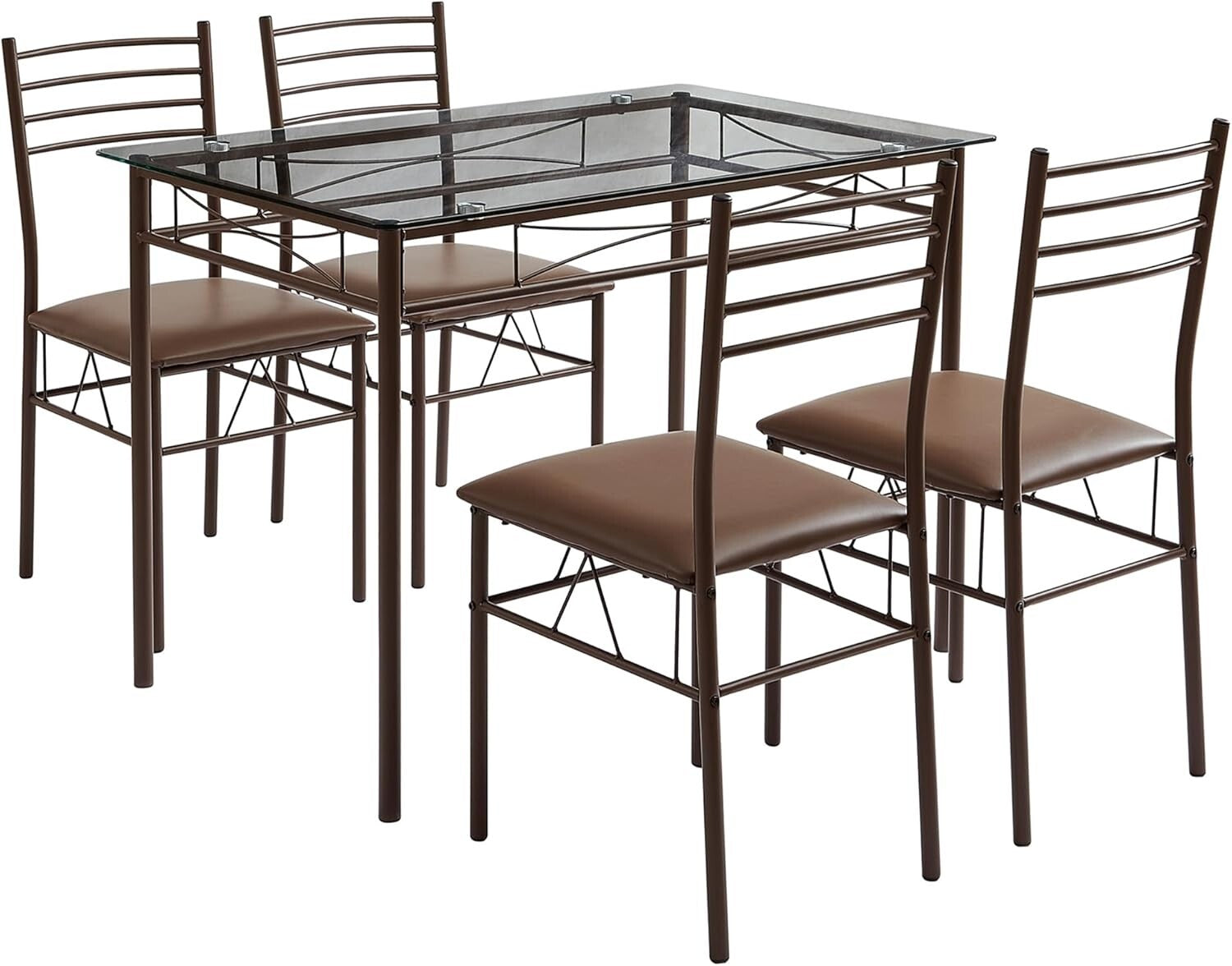 Stylish 5-Piece Dinette Set with 4 Chairs & Placemats - Space-Saving Design
