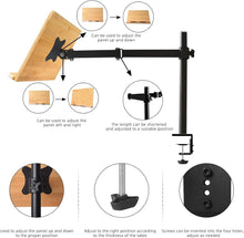 Load image into Gallery viewer, Ergonomic Desktop Book Holder - XL Bamboo Clamp Stand for Cooking and Study