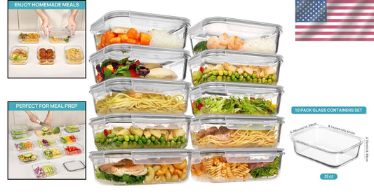 Durable 35oz Glass Storage Containers - Dishwasher & Microwave Safe Meal Prep