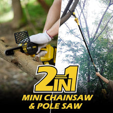 Load image into Gallery viewer, Cordless 2-IN-1 Pole Saw &amp; Mini Chainsaw with 6-Inch Blade – 21V Battery Powered