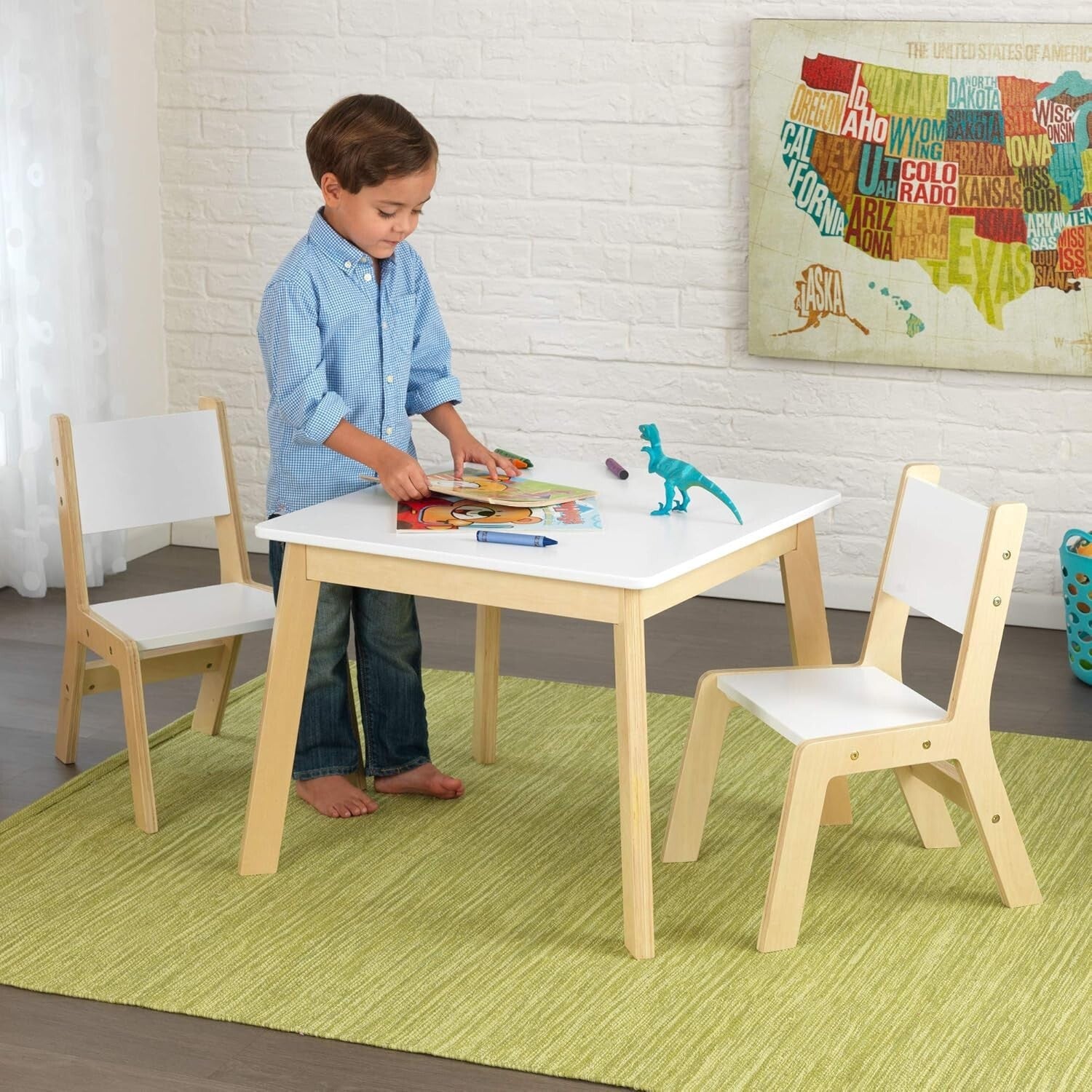 Stylish Kids Table with 2 Rounded Corner Chairs - Safe & Fun Play Space