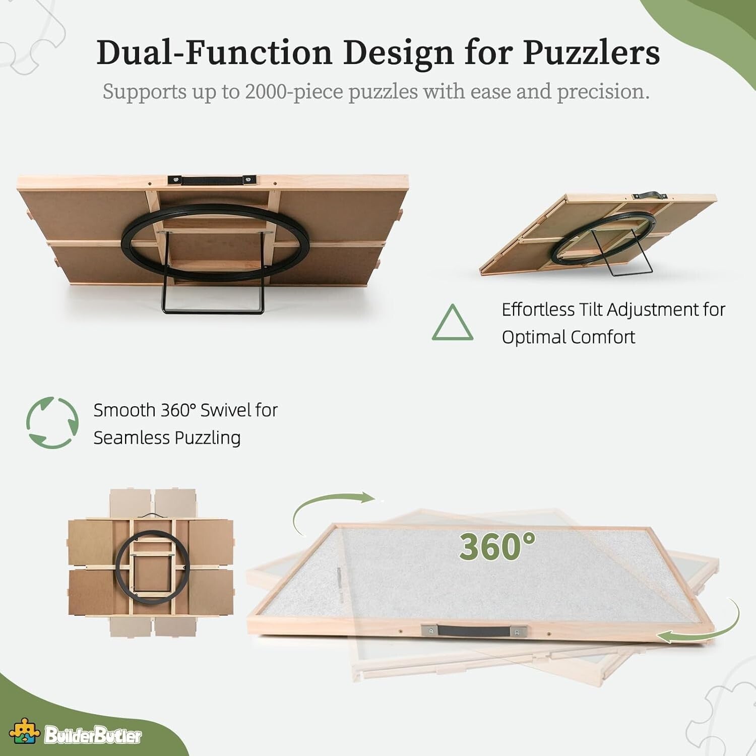 Eco-Friendly Tilting and Rotating Puzzle Table, 40.16'' x 28.5'' with 4 Drawers