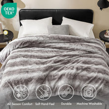 Load image into Gallery viewer, Luxurious Light Grey Poly Fur Throw Blanket, King/Cal King - All-Season Comfort