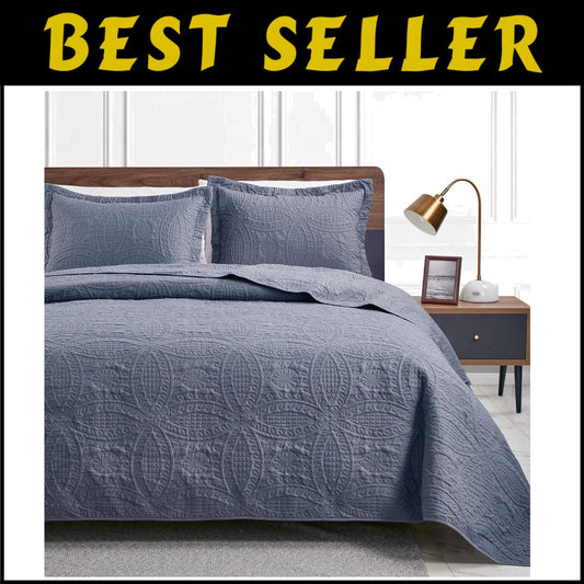 Versatile Ultra-Soft Coin Pattern California King Quilt Set - Timeless Elegance