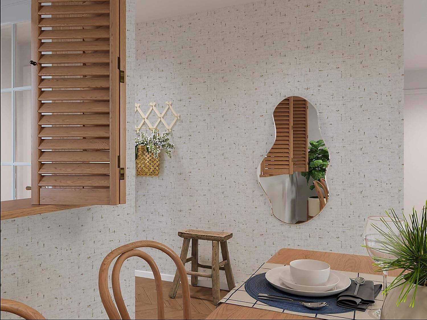 Easy to Use Beige Grasscloth Wallpaper - 17.7'' x 394'' Moisture-Proof Solution