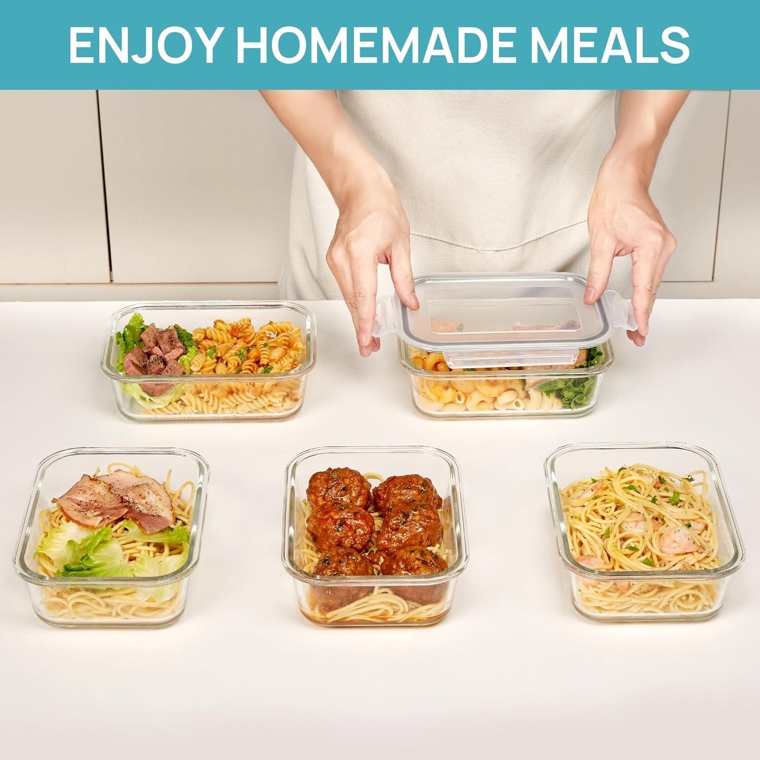 Durable 35oz Glass Storage Containers - Dishwasher & Microwave Safe Meal Prep