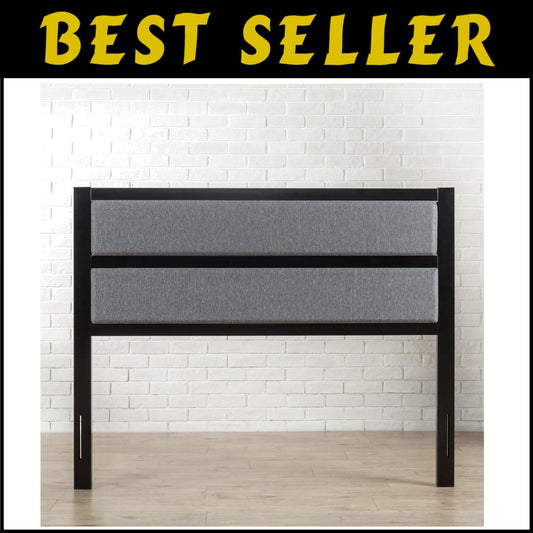 Elegant Queen Grey Upholstered Metal Headboard – Easy Assembly with Style