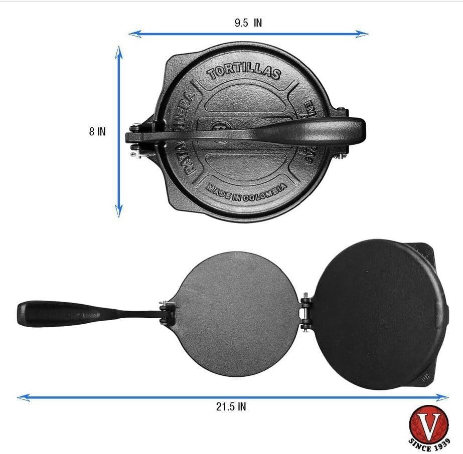 Durable 8-Inch Manual Tortilla Press: Artisan Crafted for Authentic Cooking
